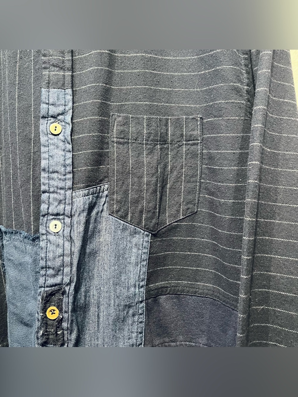 Desigual Patchwork Button-Down Shirt in Navy and Indigo - Size XL (Men’s) - Picture 3 of 7